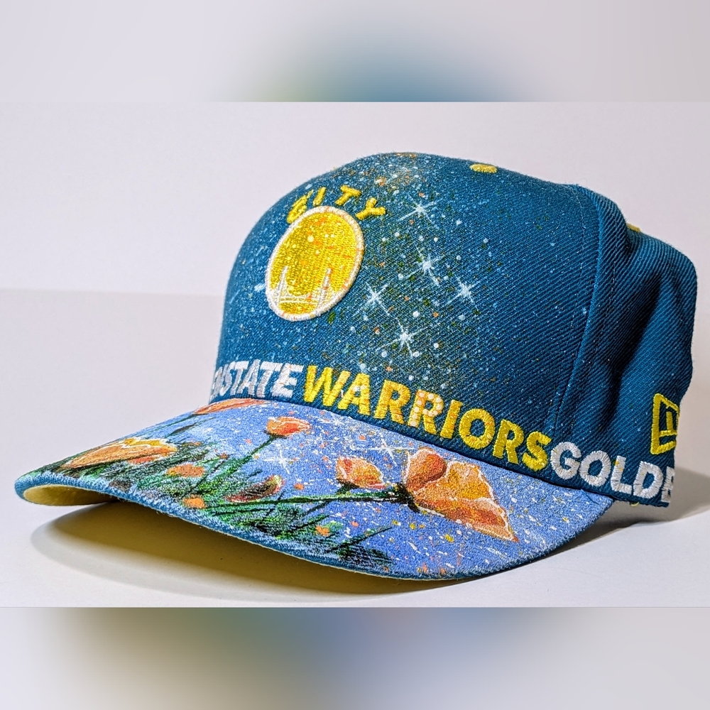 1 of 1 Custom Painted Golden State Warriors Hat
